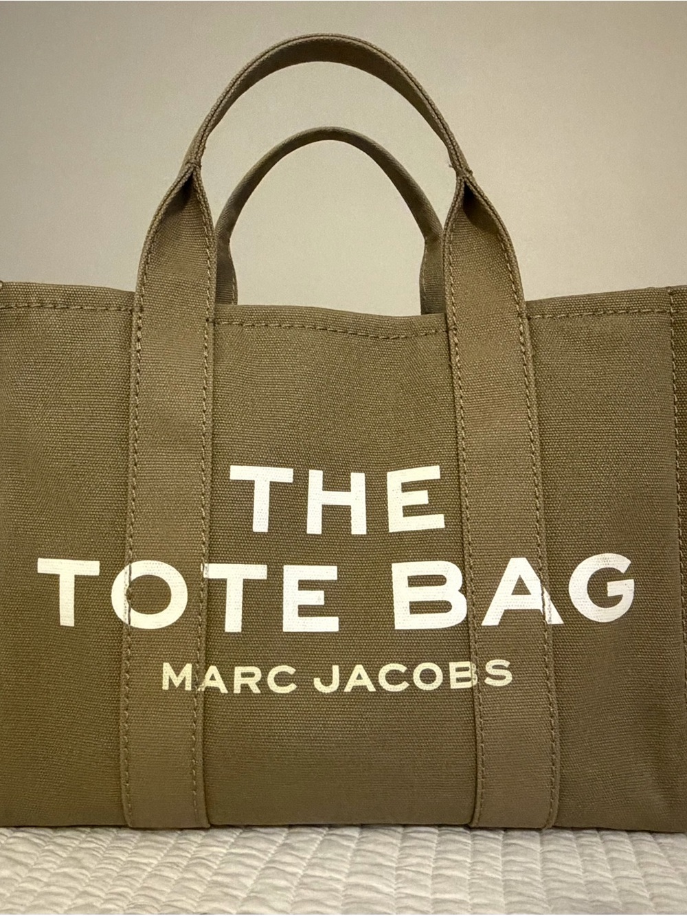 Marc Jacobs Medium Tan Canvas 'The Tote Bag' with White Logo